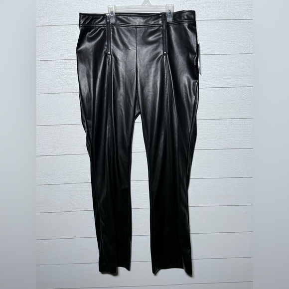 Karl Lagerfeld Pants - Karl Lagerfeld Black Faux Leather Straight Leg Pants NWT size 12